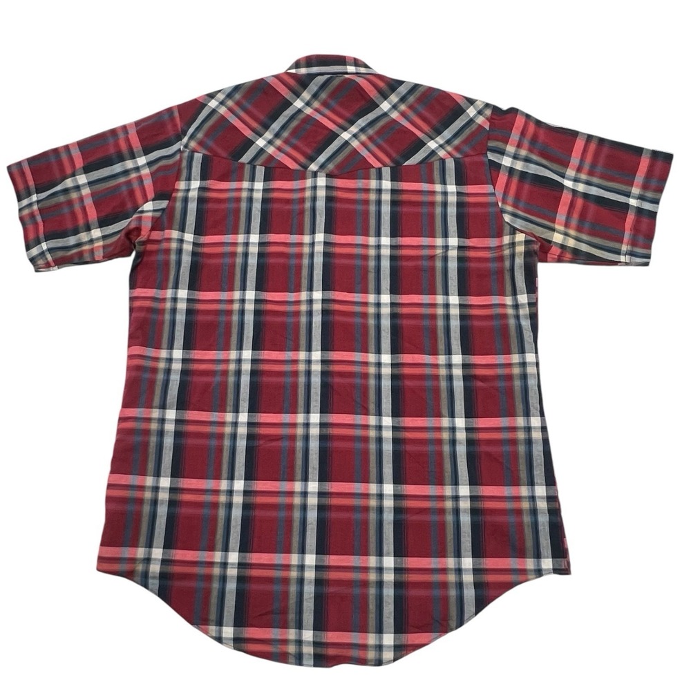 Vtg Plains Western Wear‎ Shirt Men's Medium Plaid Pearl Snap Short Sleeve - Picture 2 of 6